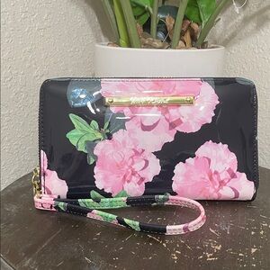 Betsy Johnson Floral Black and Pink Women's Wallet wristlet